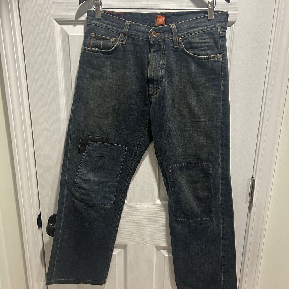 Vintage BOSS Hugo Boss Orange Tag HB30 Patchwork Jeans 32x32 Y2K Rare